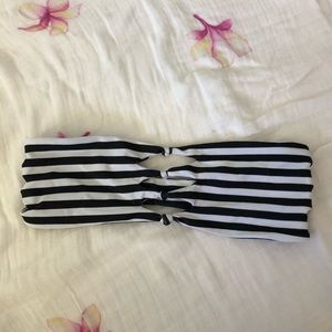 MIKOH striped bandeau bikini top